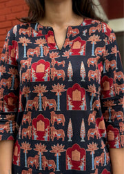 Black Cotton Suit with Mirror Work Dupatta